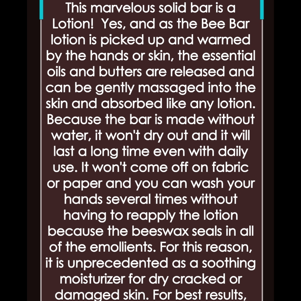 🐝 ALL NATURAL Bee Bar Lotion - Picture 5 of 7